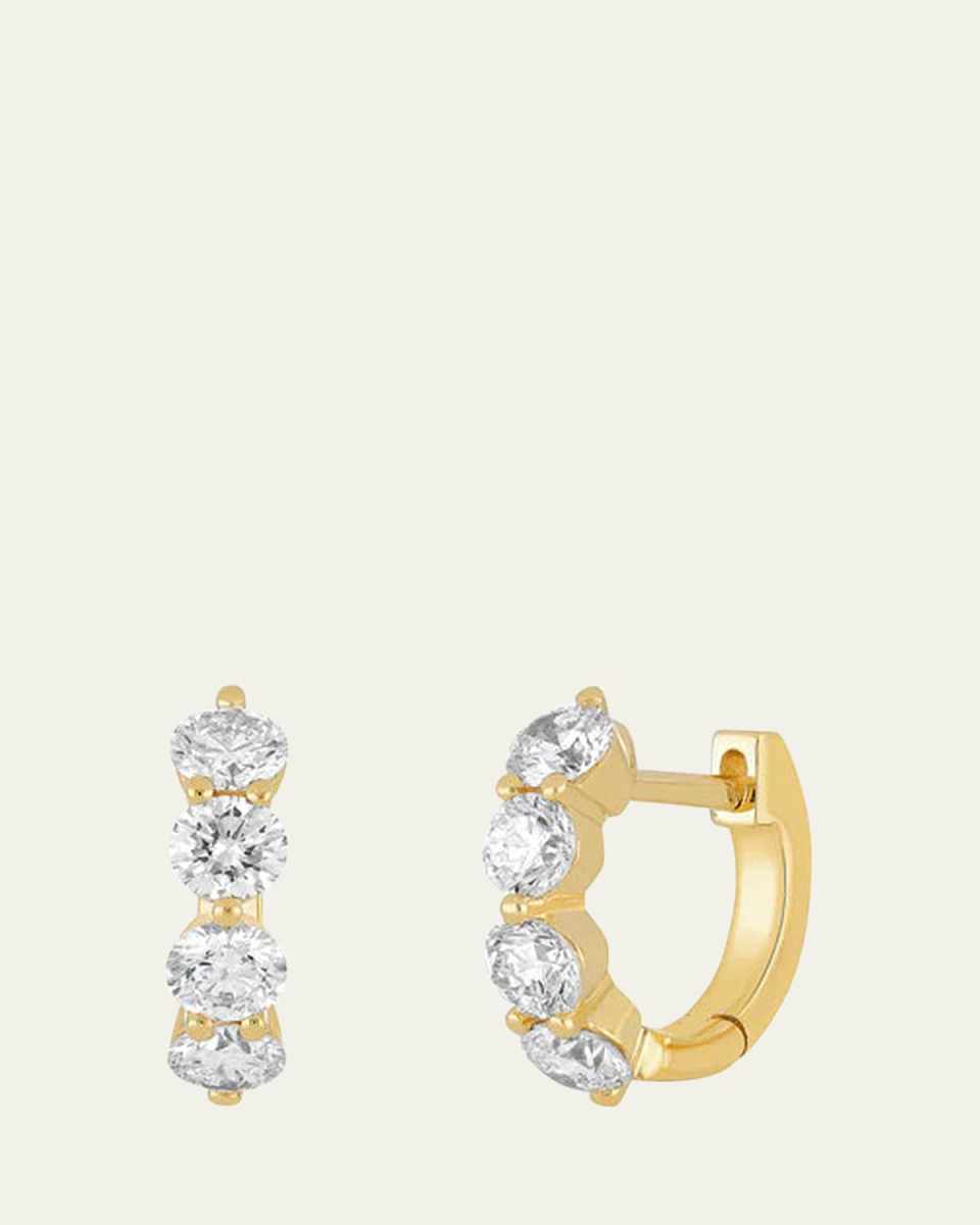 14K Yellow Gold Jumbo Prong-Set Diamond Huggie Earrings